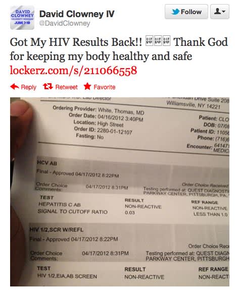 Buffalo Bills Player Tweets HIV Test Results: Over