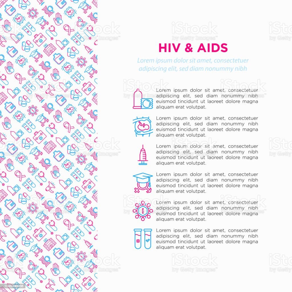 Hiv And Aids Concept With Thin Line Icons Safe Sex Blood Transfusion ...